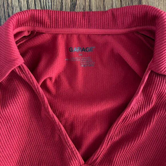 Garage Women's Red long sleeve deep plunge crop top Size Small - Picture 5 of 6
